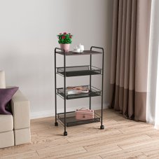 Этажерка Ладья на колесиках 34КС (черный) 45*30*88см, стол дерево+3корзины (до 10кг) Э560Ч ЗМИ
